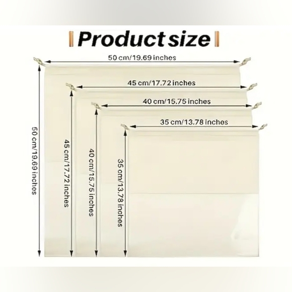 Beige With Clear Window Storage Bags- Set Of 4 S,M,L,XL. - Picture 3 of 4